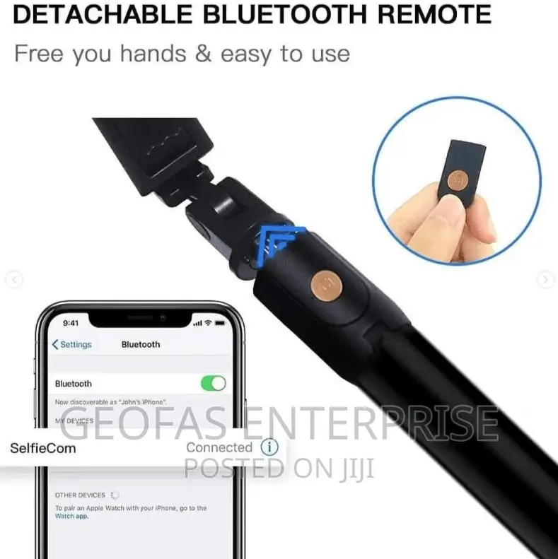 Foldable Bluetooth Remote Selfie Stick With Selfie Light
