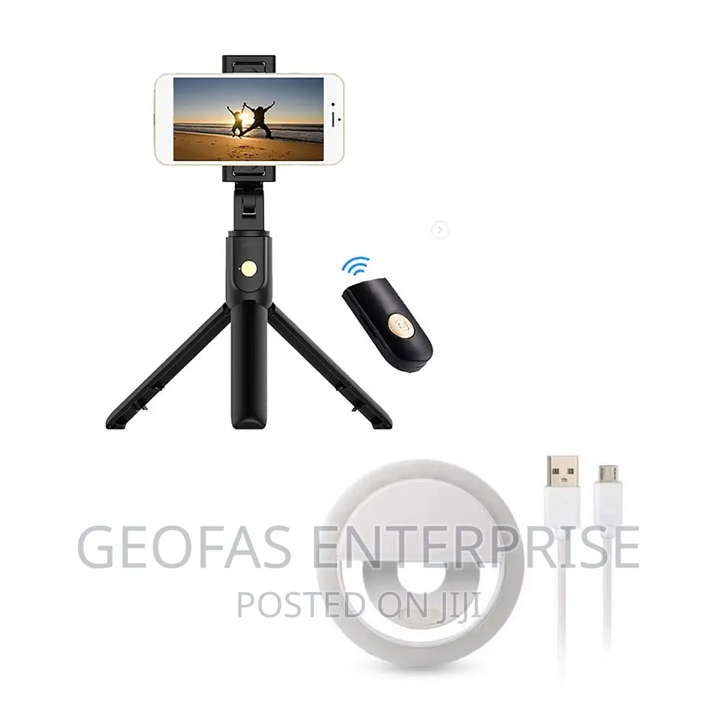 Foldable Bluetooth Remote Selfie Stick With Selfie Light