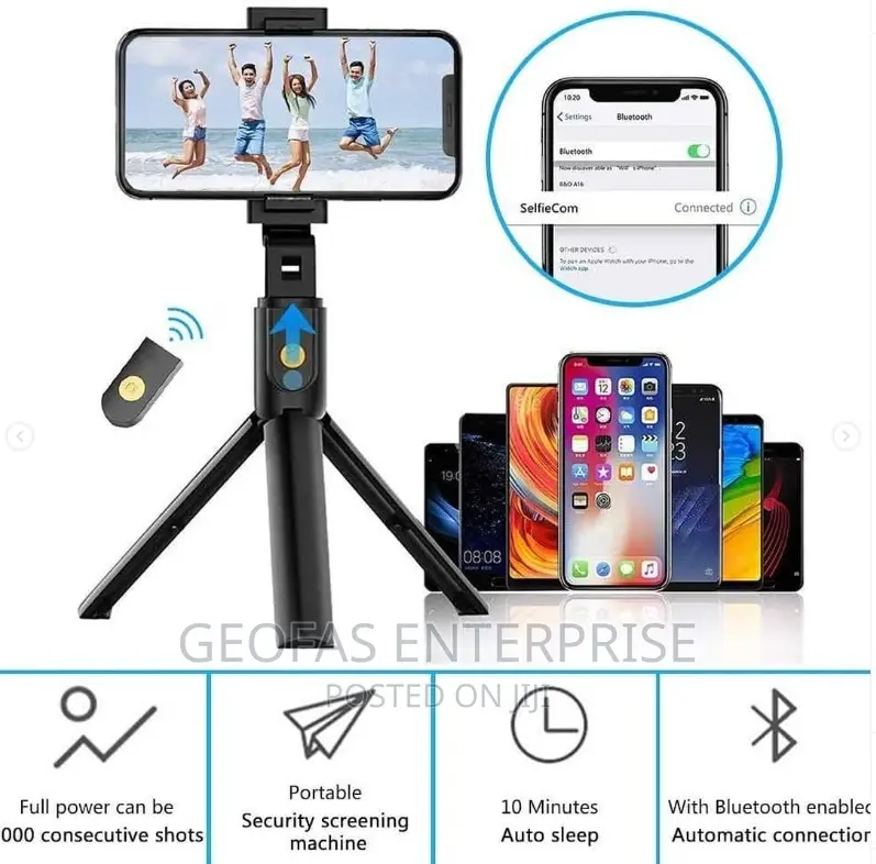 Foldable Bluetooth Remote Selfie Stick With Selfie Light