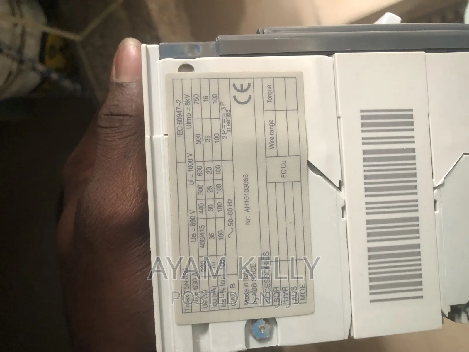 ABB Sace Tmax 630amps 3pole
