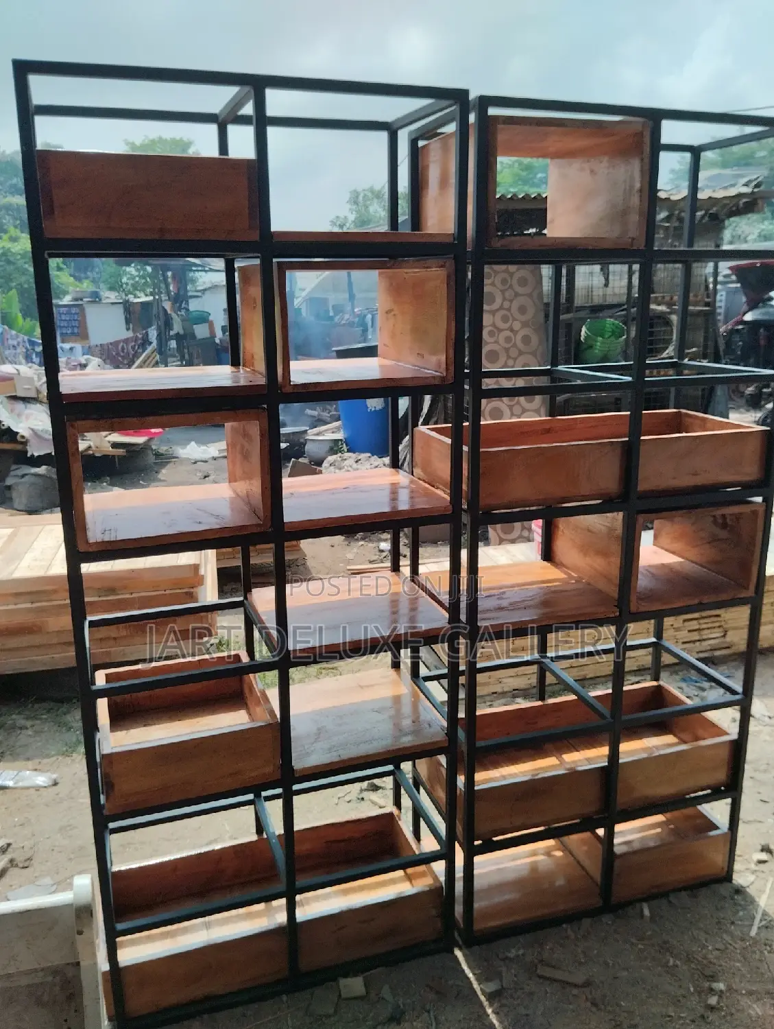 Screen Metal Framed Wooden Shelf/Partition