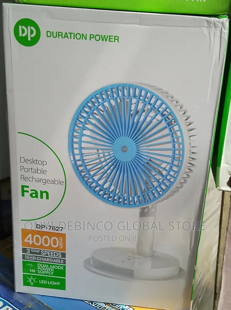 DP - Rechargeable Table or Desk Fan - DP -7627 - Blue