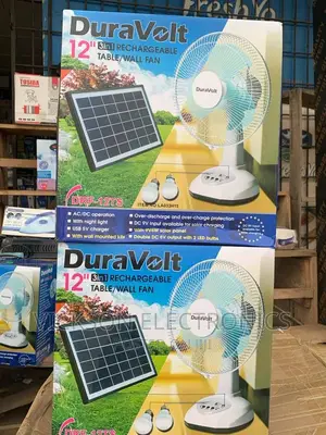 Duravolt 12" Table Solar Fan With Solar Panel and 2bulbs
