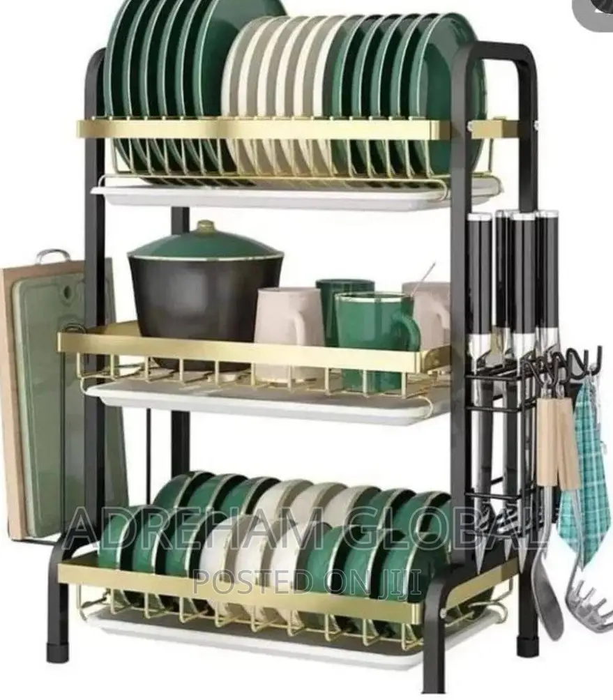 Non Rusty Original 3 Layer Dish Rack With Rack Holder