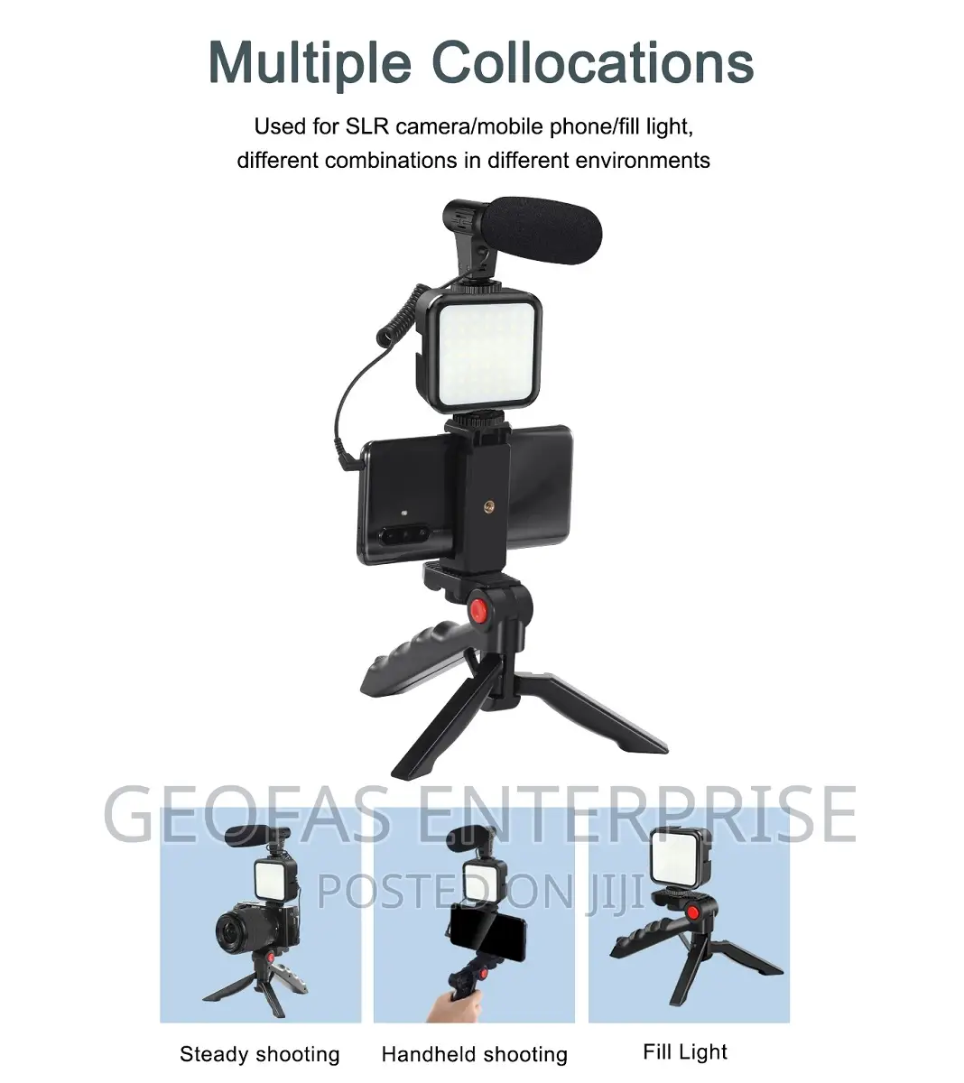 LED Vlogging Tripod Stand With Microphone