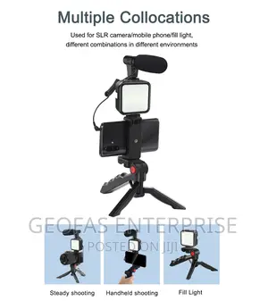 LED Vlogging Tripod Stand With Microphone