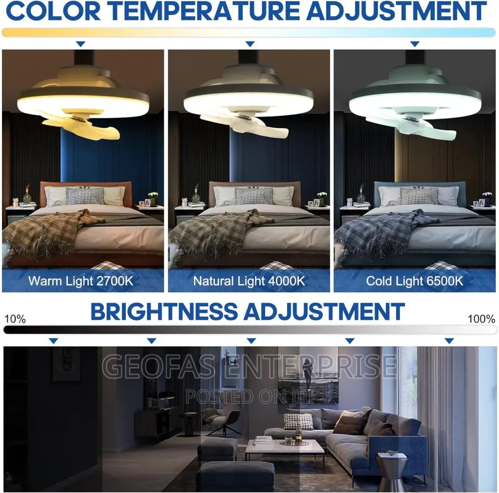 Adjustable LED Rotating Ceiling Fan