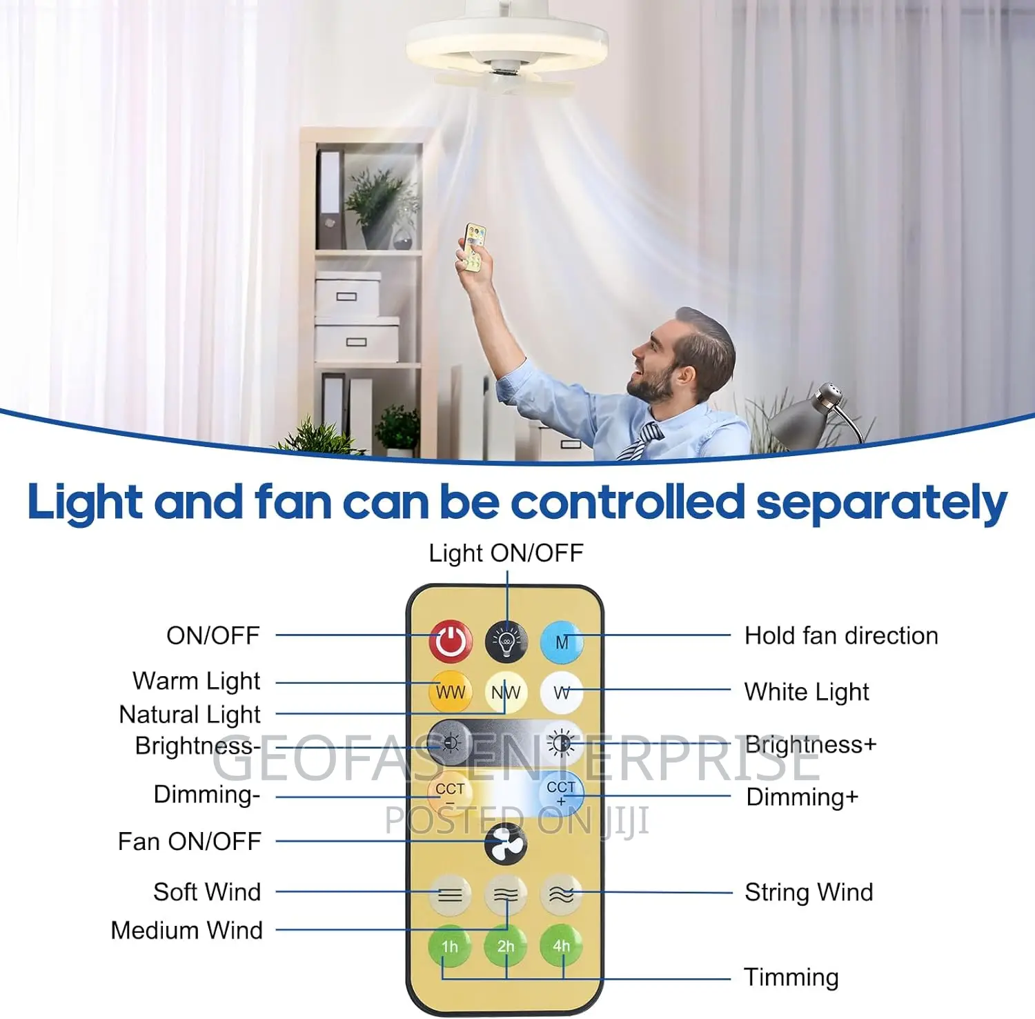 Adjustable LED Rotating Ceiling Fan