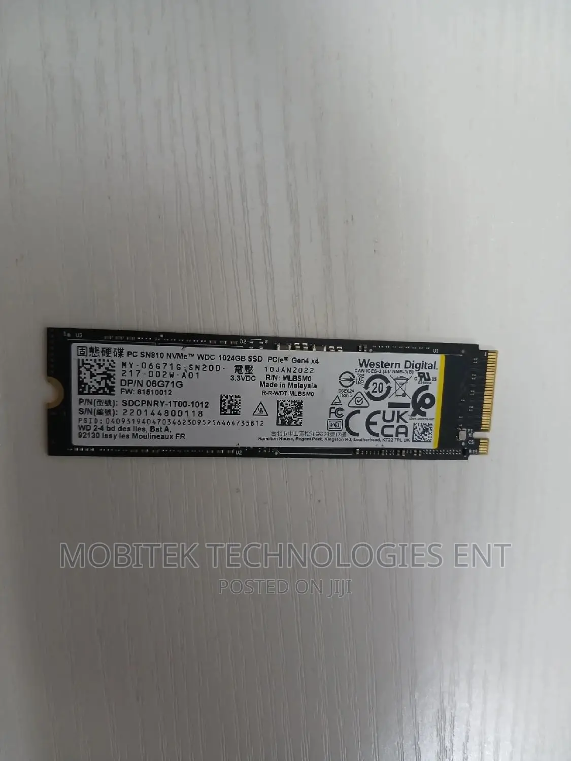 1tb Wd Sn810 Nvme M.2 Pcie 4.0 Gen4 X4 Ssd Solid Drive