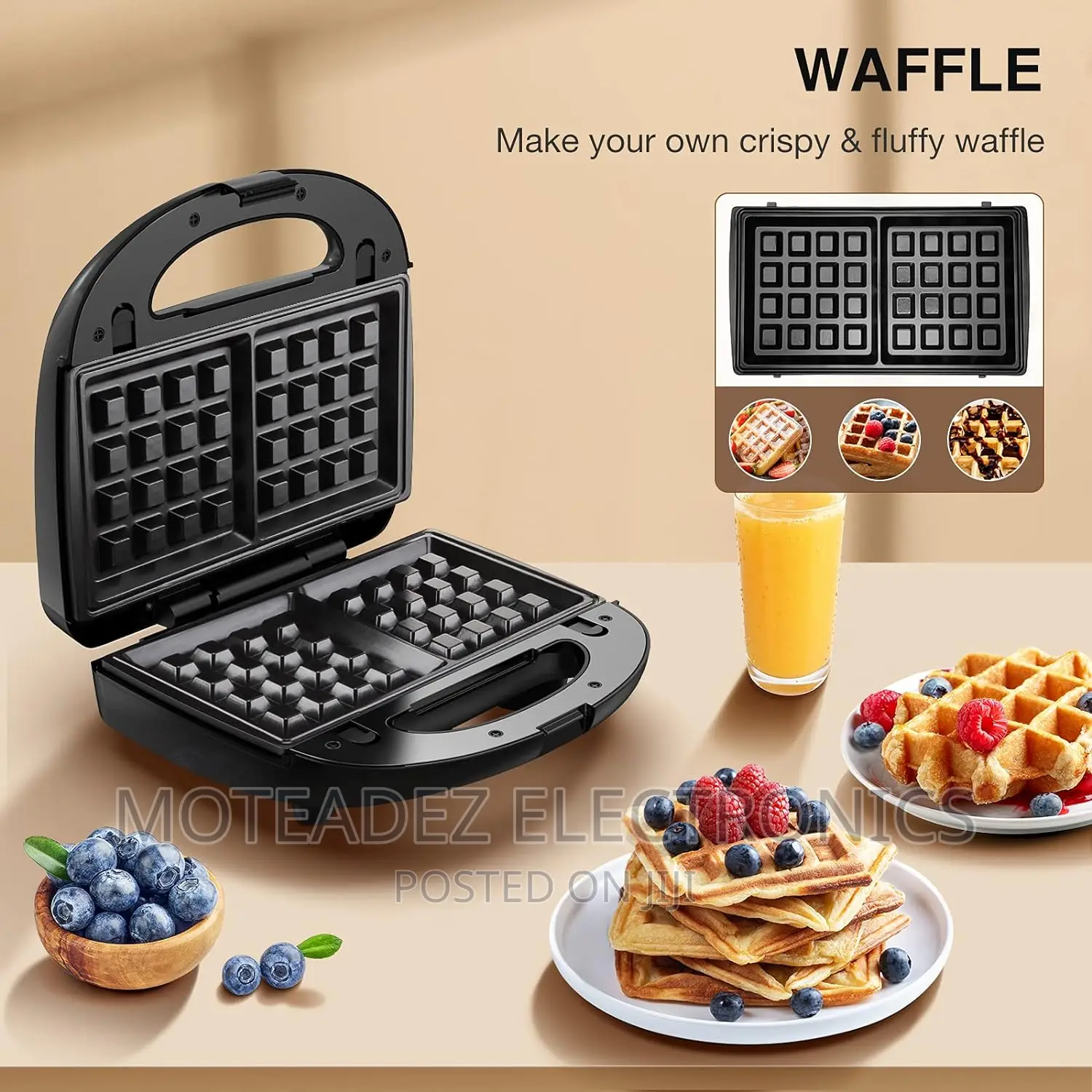 Jd SMP 3in1 Multifunction Sandwich Maker, Toaster, Waffle/Panini Maker