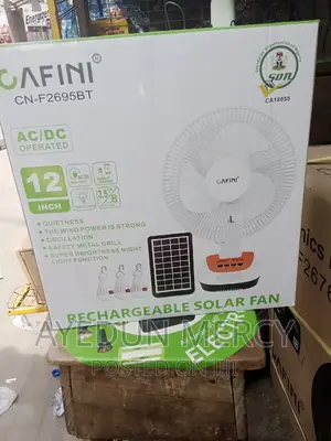 12 Inch of Solar and Rechargeable Fan