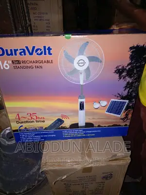16 Inches Duravolt Solar Rechargeable 3 In1 Fan