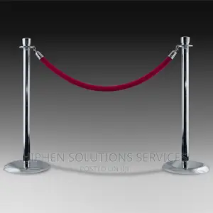 Queue Rope Barrier Crowd Control Stanchion Silver Hooks