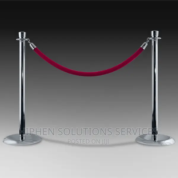 Queue Rope Barrier Crowd Control Stanchion Silver Hooks