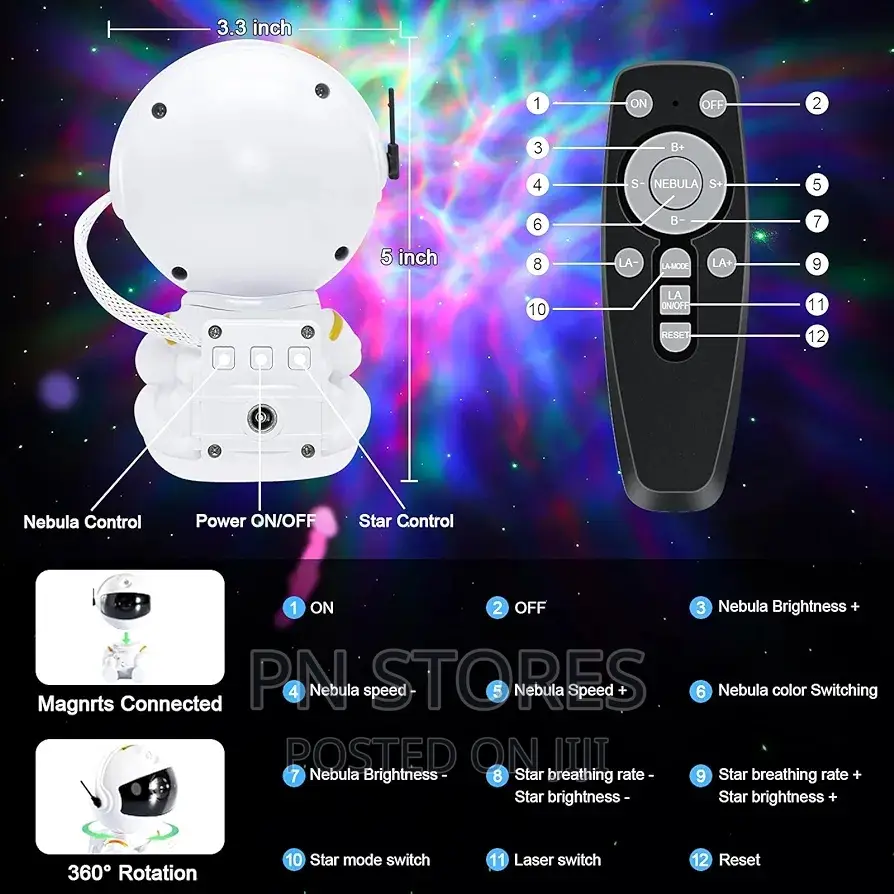 Astronaut Galaxy Projector Light Remote