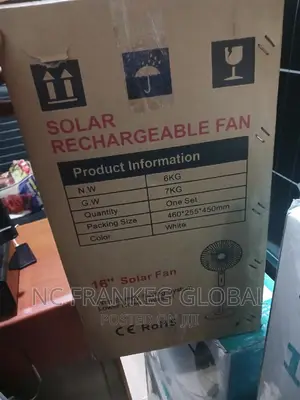 16" Solar Rechargeable Fan With Solar Panel