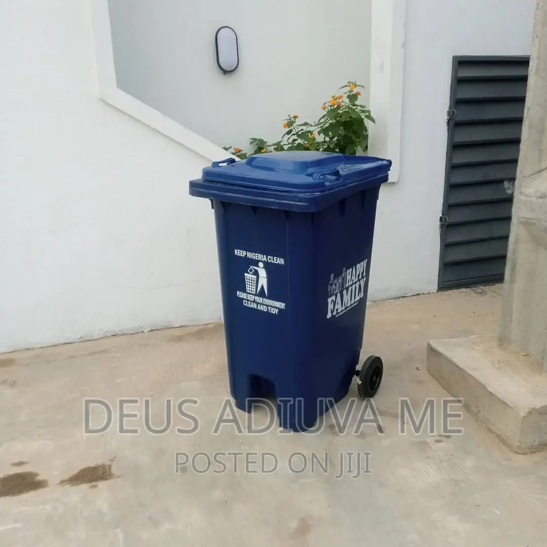 Waste Bin With Tire Blue Color