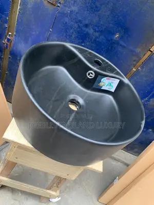 Matt Black Counter Basin With Tap Hole