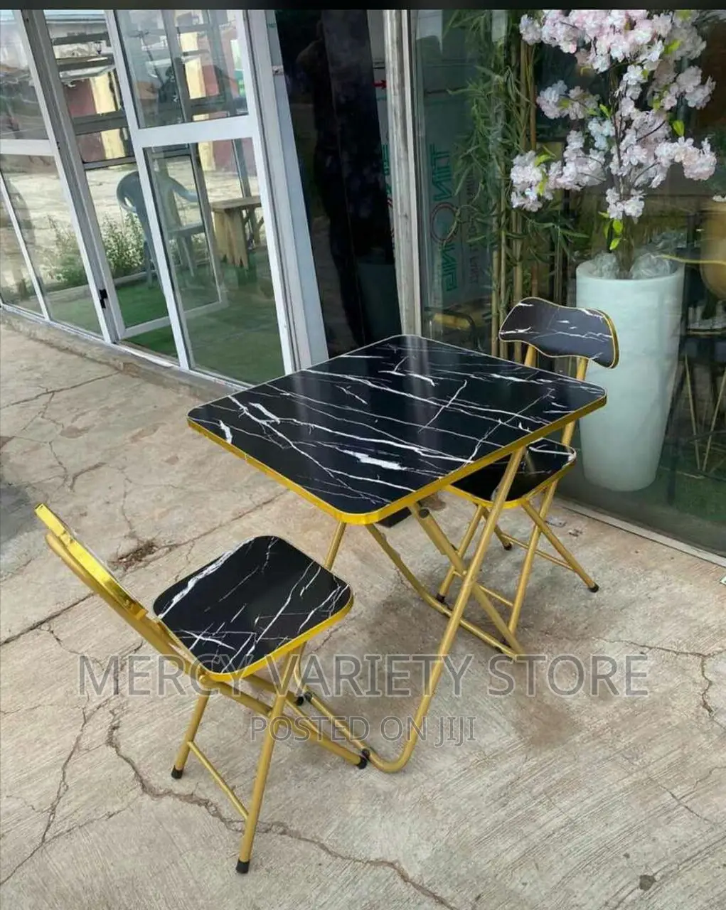 Faux Marble Durable Chairs and Table Set