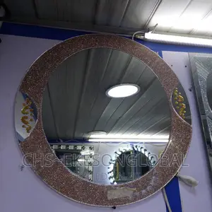 Sparkling Gold Design Round Mirror 60x60