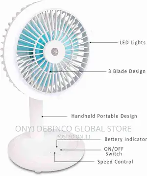 Dp Rechargeable Table Fan With LED Light - 4000mah