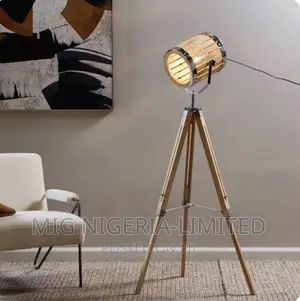 Wooden Industrial Tripod Floor Lamp Studio Light