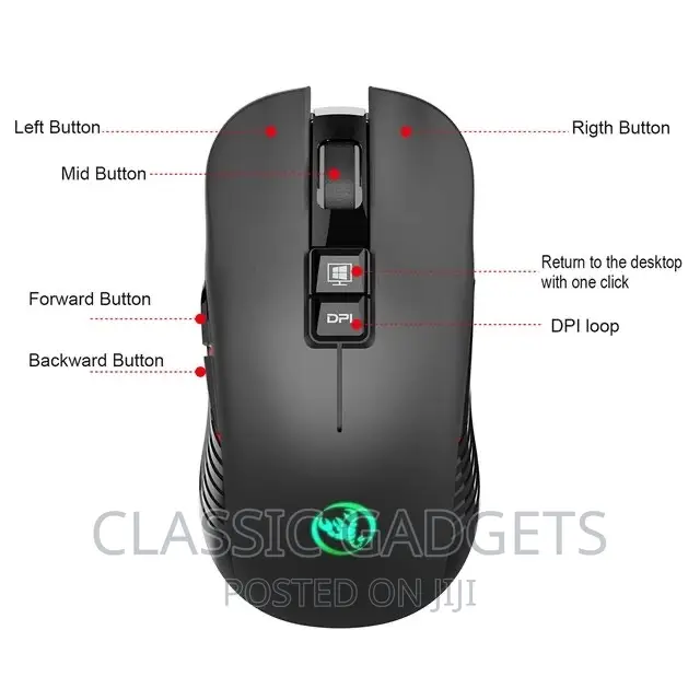 Rechargeable USB Wireless Gaming Mouse for Desktop Laptop