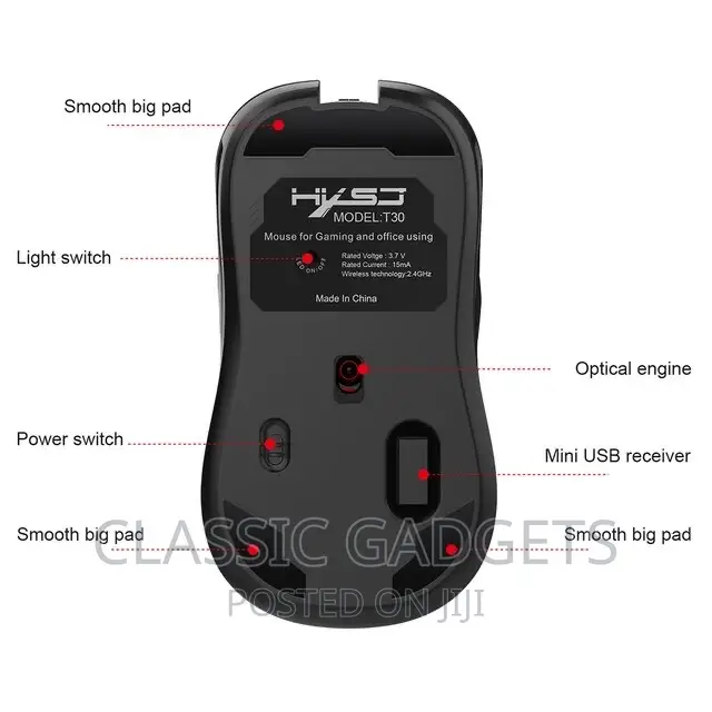 Rechargeable USB Wireless Gaming Mouse for Desktop Laptop