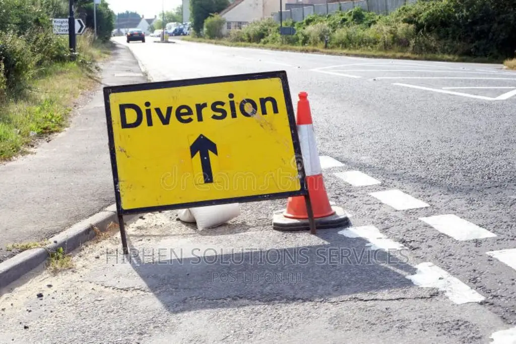 Diversion Ahead Temporary Traffic Sign