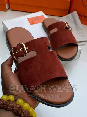 Original Hermes Leather Slipers