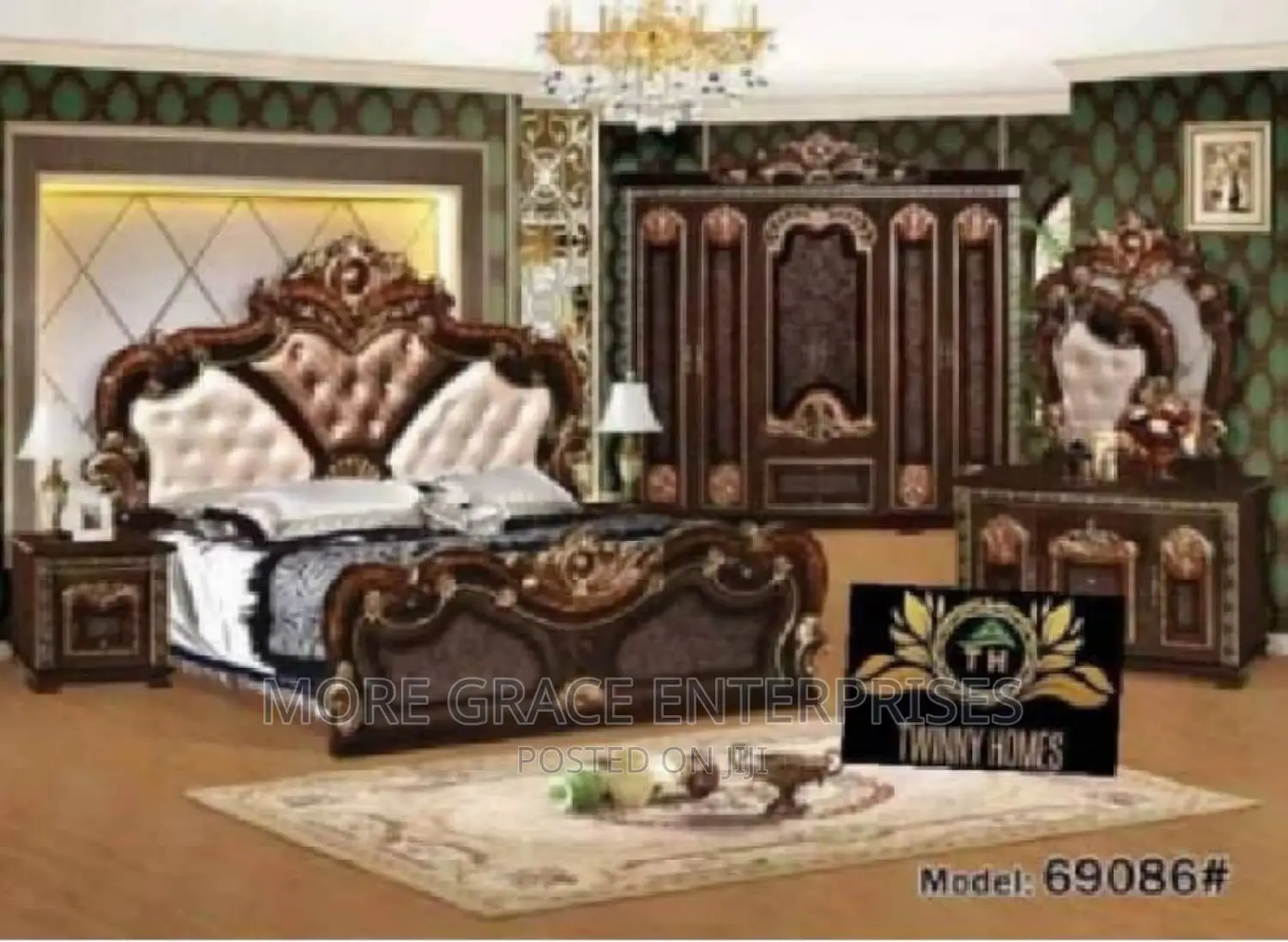 Imported Bedframe, Mattress 2 Side Drawers, Wardrobe, Mirr