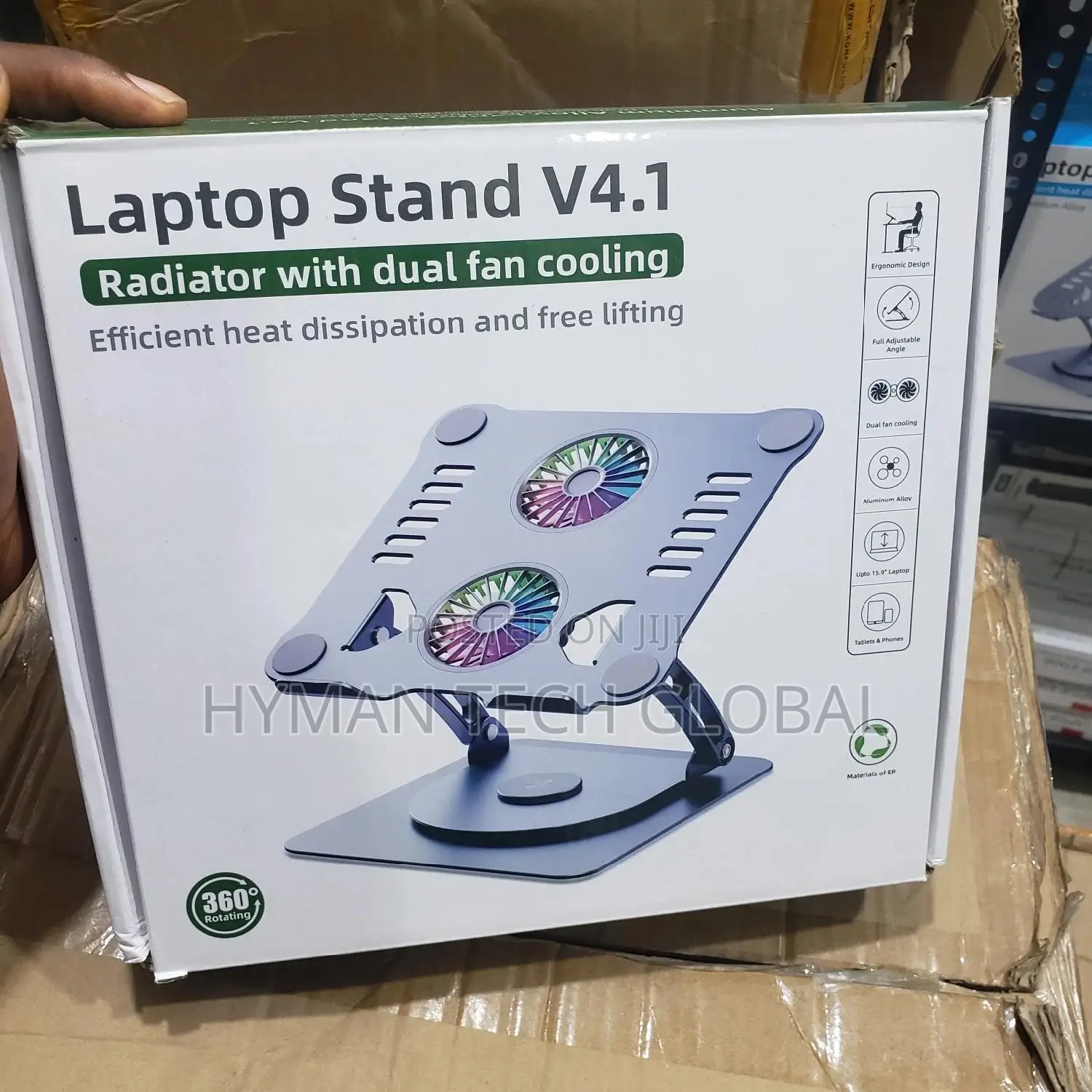 360 Rotating Laptop Stand With Double Fan