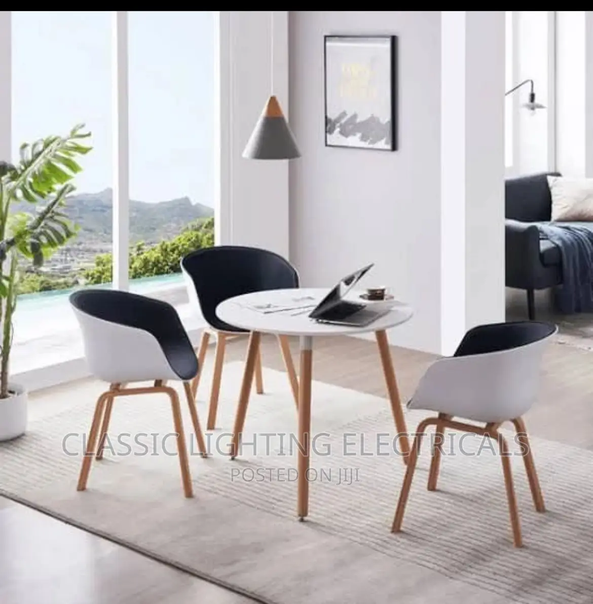 Dining Table Modern Round Nordic Scandinavian MDF Top Solid
