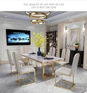 Light Luxury Marble Dining Table and Chair Combination