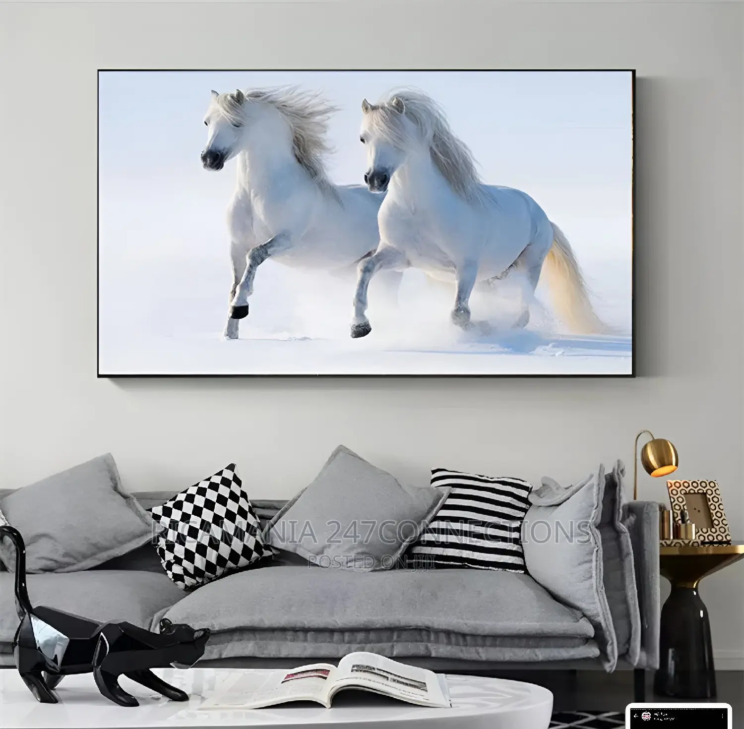 2by3feet White Horse Artwork Frame