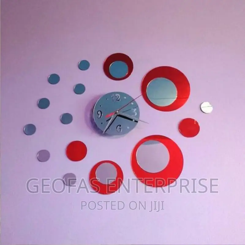 Silver Circle 3D Crystal Mirror Wall Clock Wall Sticker