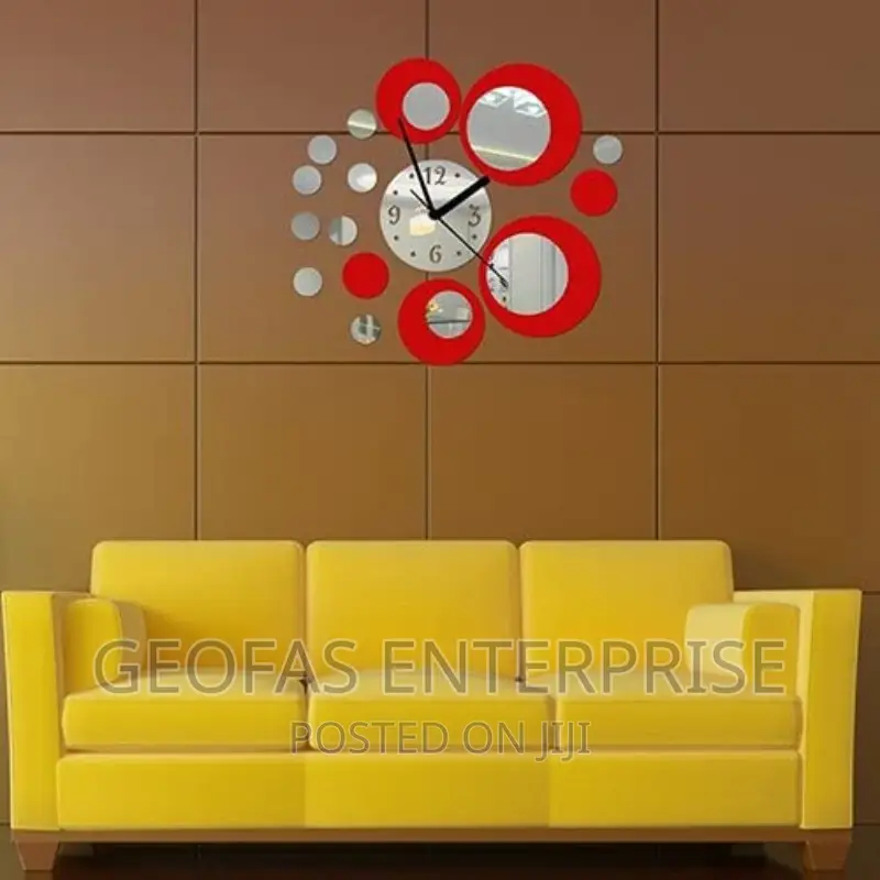 Silver Circle 3D Crystal Mirror Wall Clock Wall Sticker