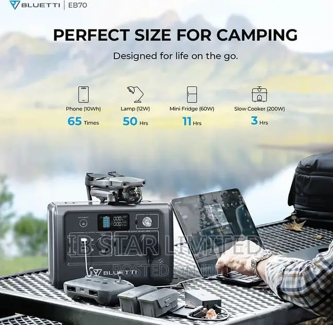 1000W BLUETTI EB70 - Run Laptops, Lights,Appliances Anywhere