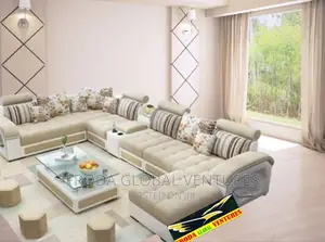 Set of U-Shape Sofa Chairs, Table and Side Stools. Lk1
