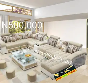 Set of U-Shape Sofa Chairs With Table and Side Stools. Leid01