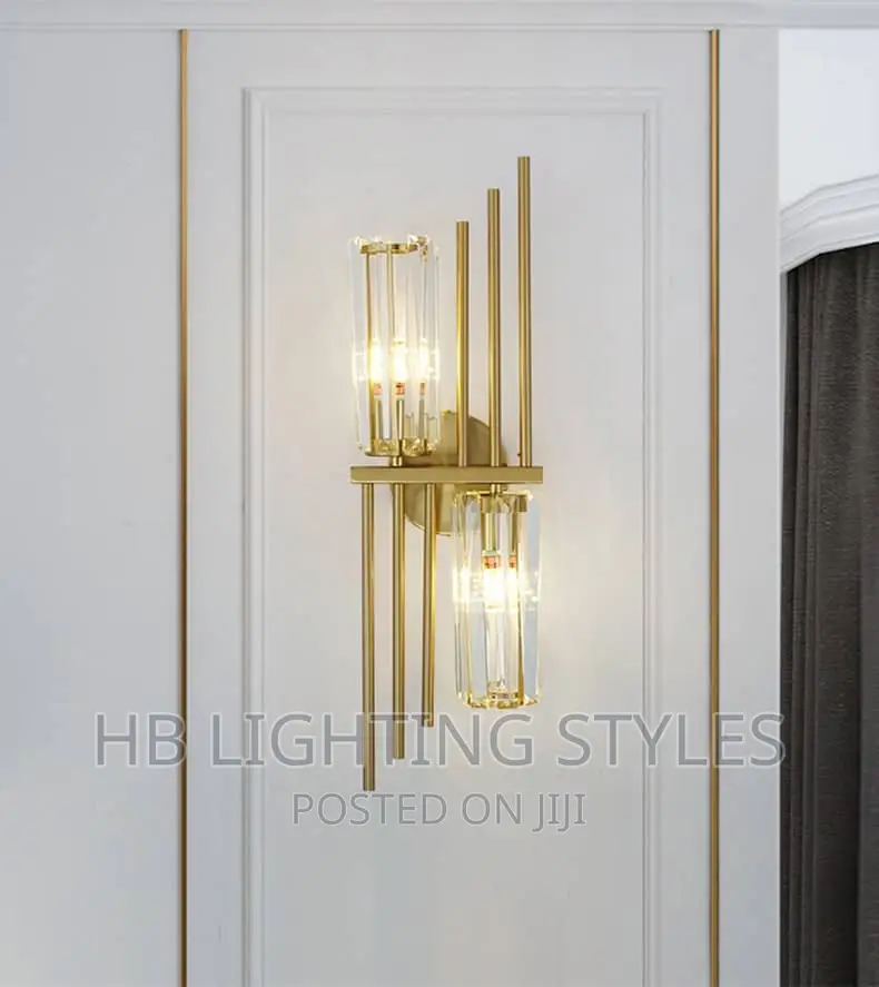 Postmodern Crystal Luxury Living Room Gold Wall