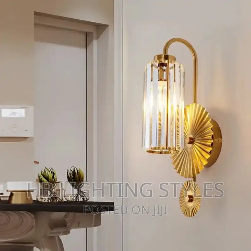 Postmodern Crystal Luxury Living Room Gold Wall Lamp