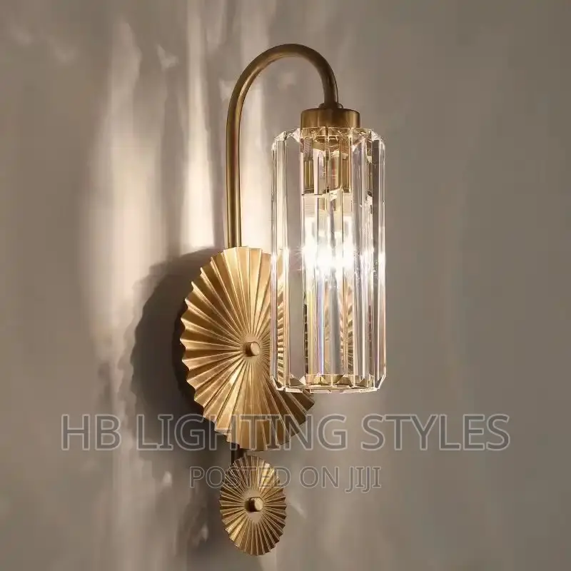 Postmodern Crystal Luxury Living Room Gold Wall Lamp