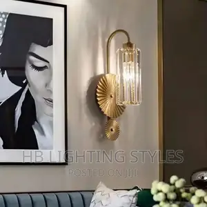 Postmodern Crystal Luxury Living Room Gold Wall Lamp