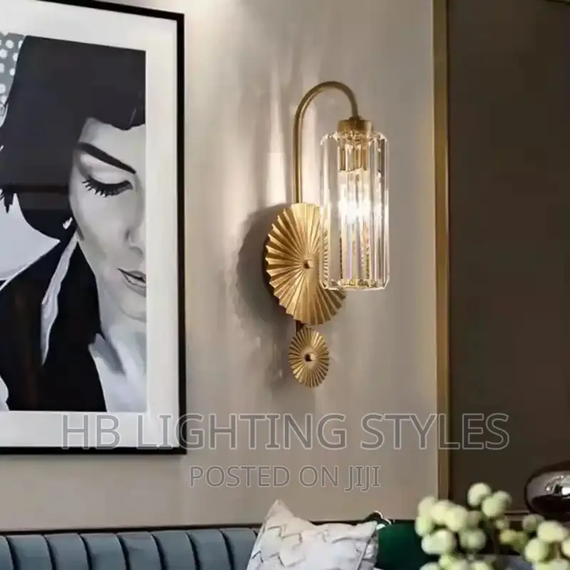 Postmodern Crystal Luxury Living Room Gold Wall Lamp