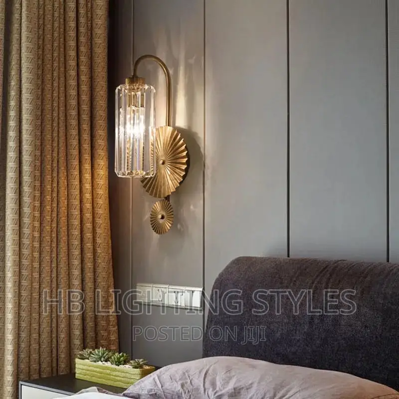 Postmodern Crystal Luxury Living Room Gold Wall Lamp