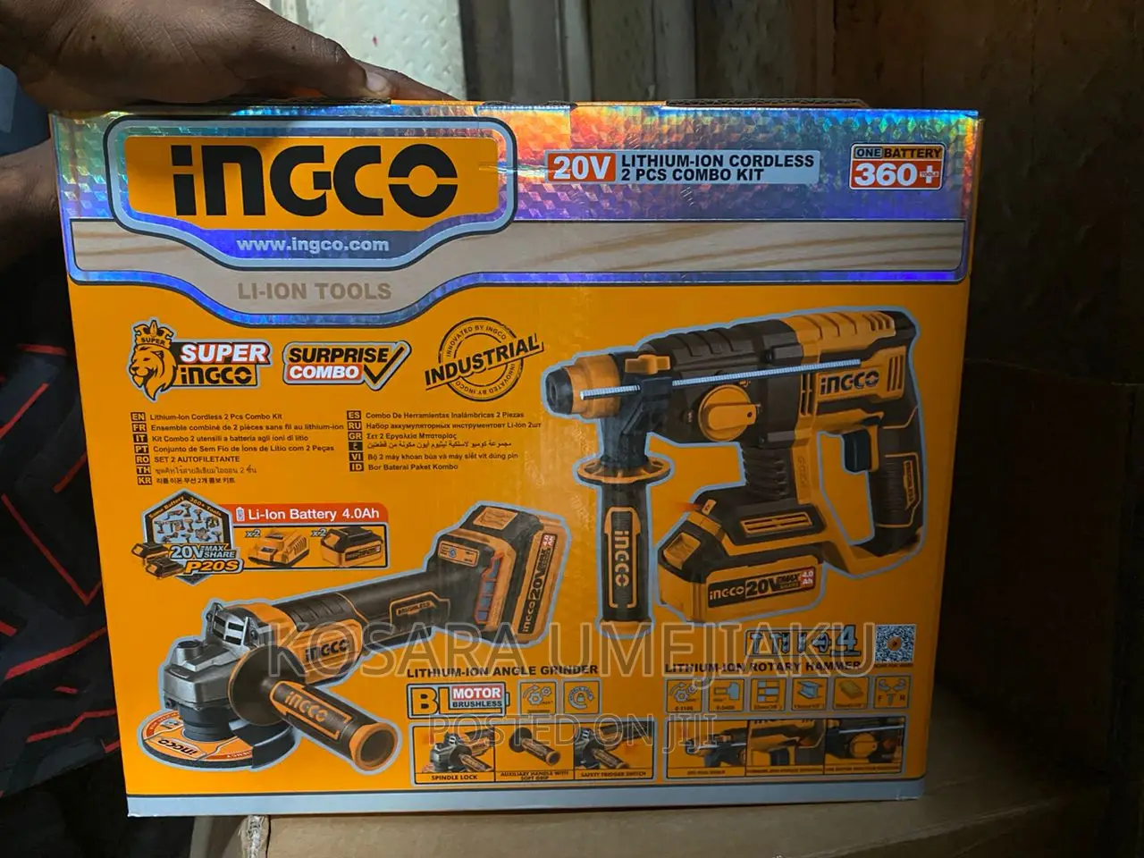 Ingco Combo Set Rotary Hammer Grinder 20v