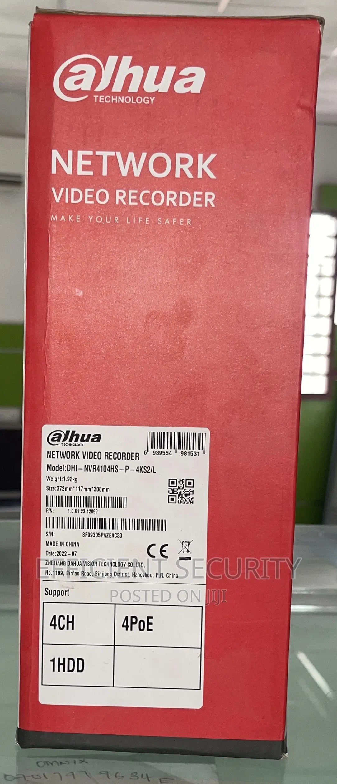 Dahua NVR 4channels With 4poe, 1starter