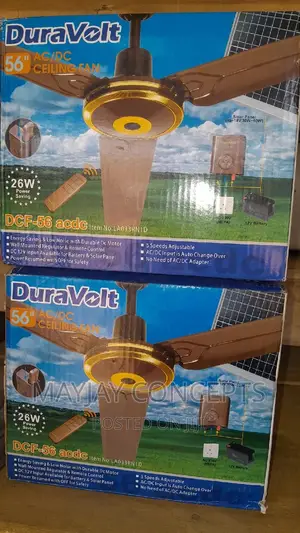 56inches Duravolt Ac/Dc Solar Ceiling Fan-Brown White