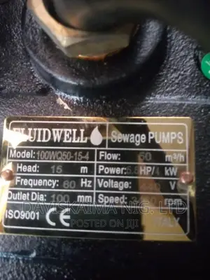 Fluidwell 5.5hp/4kw/60hz Sewage/Drainage/Fountain Pump
